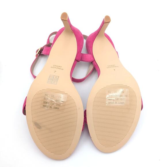 Stuart Weitzman Dancer Twistie 100 Suede Sandal Women's Pink Size US7 - Picture 8 of 11